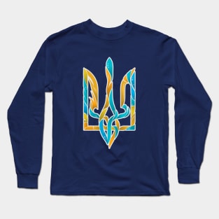 Blue and yellow Ukrainian Trident Long Sleeve T-Shirt